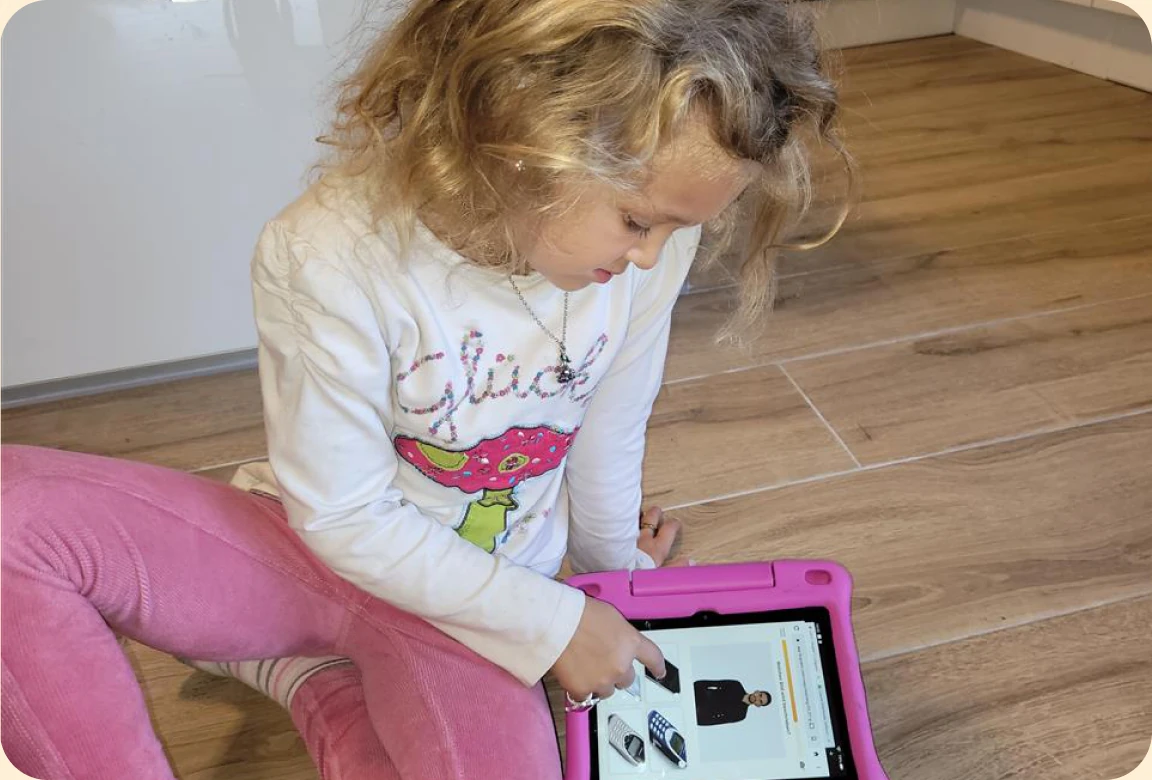 Child using the Lingvano app on a tablet